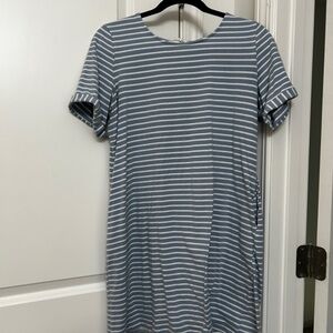 DAVI & DANI Sky Blue and White Striped Top